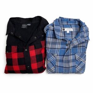 Stormtech Fleece-Lined Plaid Shirt Jacket + MEC Plaid Flannel Jacket sz L (2)